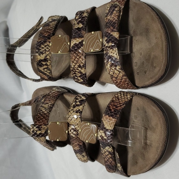 Vionic snakeskin print comfort sandals tan brown amber - Picture 1 of 7
